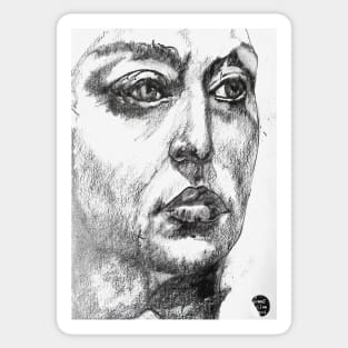 Pencil Art: Female Portrait/ Face. 2B and 2H Pencils on cartridge paper. Sticker